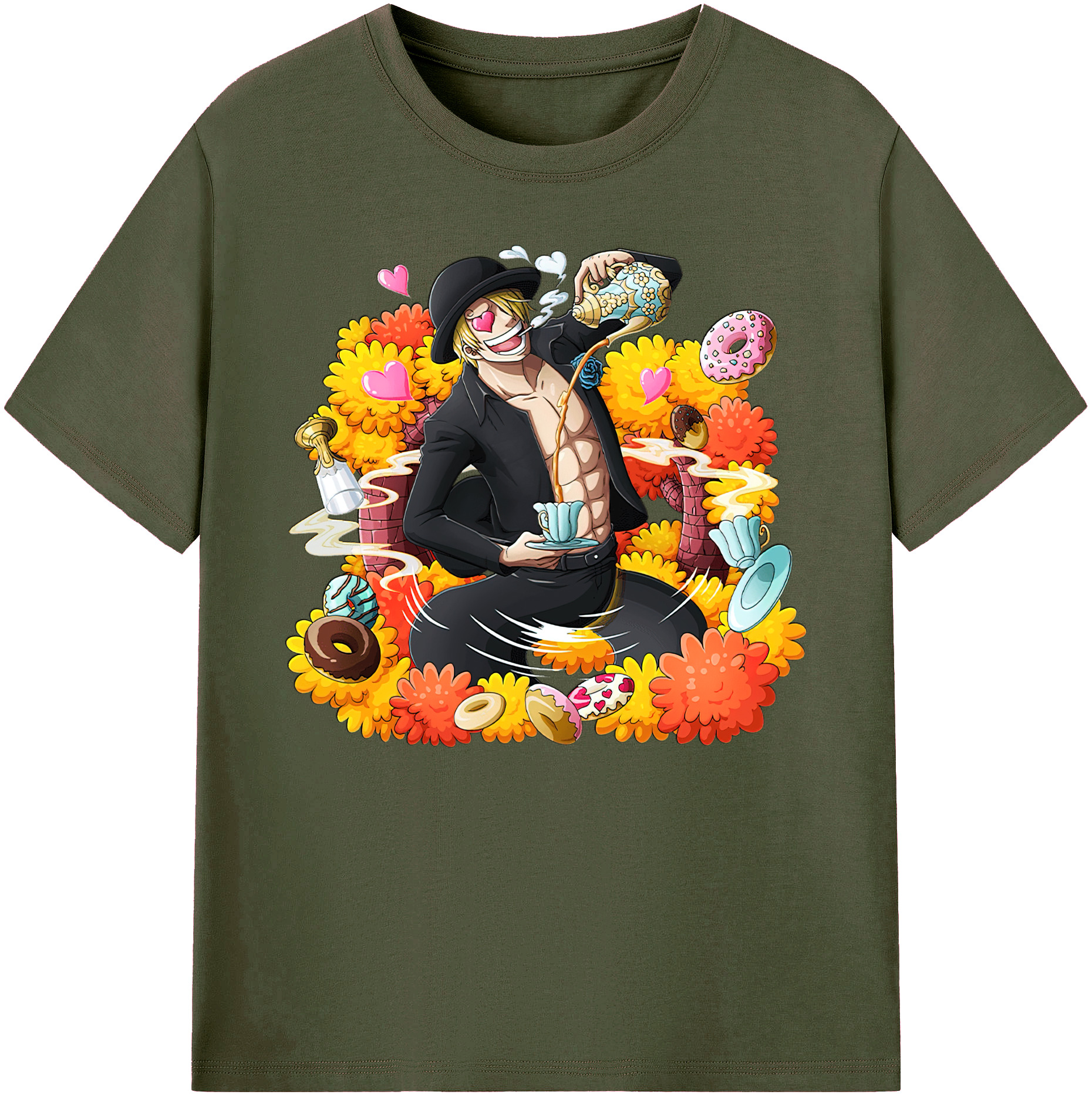 （画像用） ワンピース サンジ ONE PIECE Sanji 綿100％ メンズ半袖Tシャツ｜肌触りやわらか＆通気性